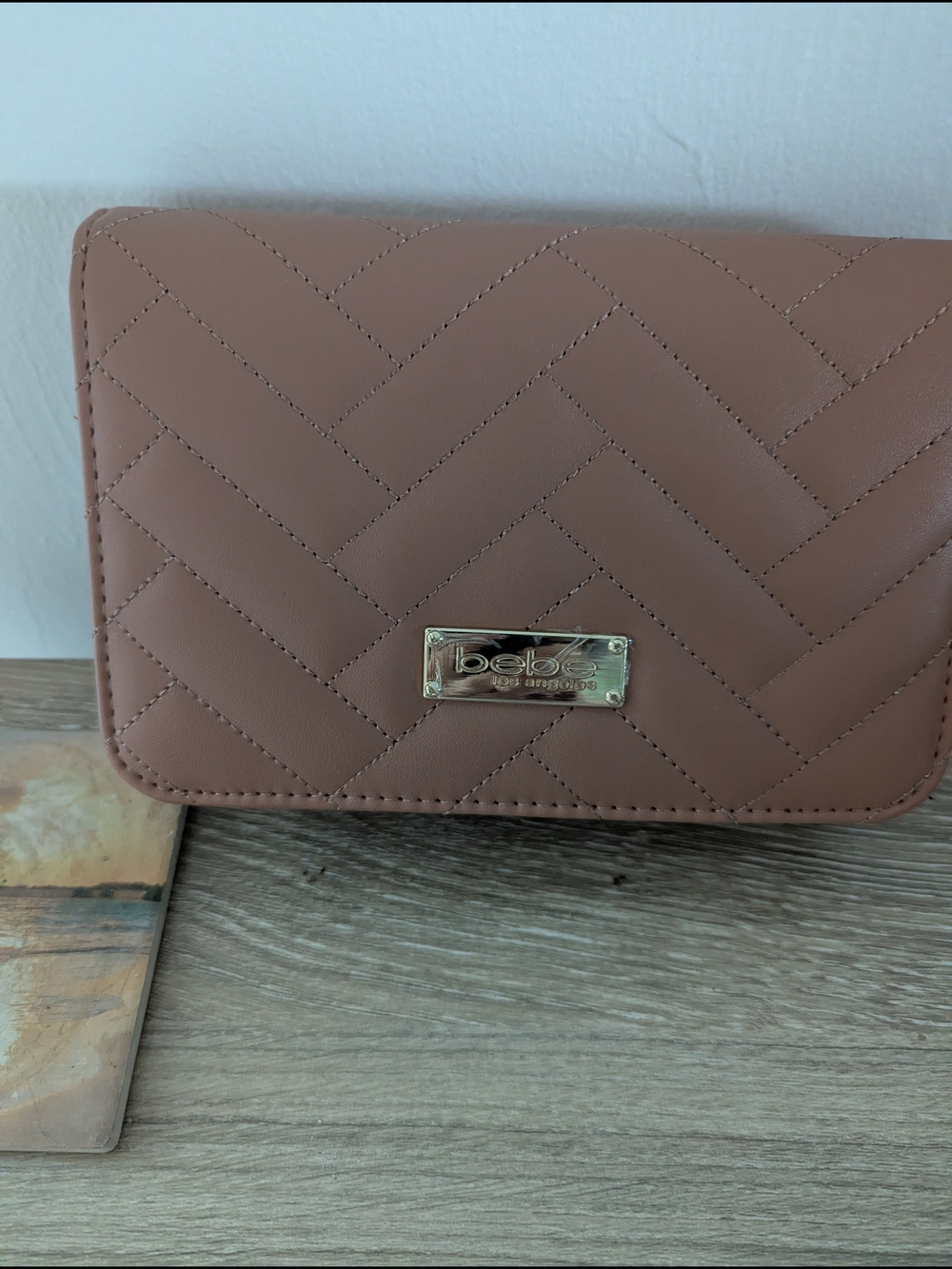 bebe Quilted Crossbody Bag in Taupe
